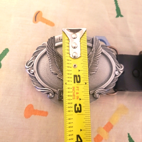 Harley Davidson Buckle And Belt Embossed Black Leather Size 44 USA - Picture 13 of 16